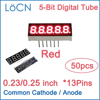0.23 0.25 inç LED Ekran Dijital tüp 5 bit kırmızı Ortak Katot Anot Yüksek Parlak 50 ADET LoCN Profesyonel