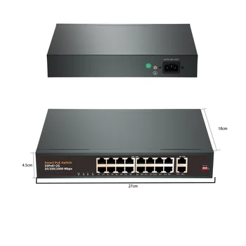 AZISHN İçin IP kamera / kablosuz erişim noktası / WIFI yönlendirici 10/100 / 1000M48V 16-port POE anahtarı ağ anahtarı
