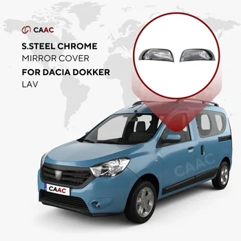 Dacia Dokker LAVA 2012-2022 Paslanmaz Çelik Krom Yan ayna kapağı 2 Adet Marka Model Kendinden Yapışkanlı Araba Aksesuarları Parçaları
