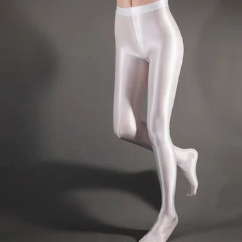 Dans Yoga pantolon artı boyutu kasık üzengi tozluk Ultra-ince şeffaf parlak