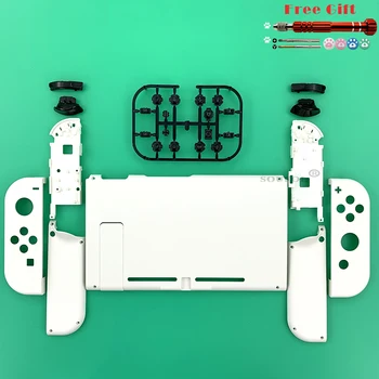 Fildişi Beyaz Yedek Konut Shell Kılıf Nintendo Anahtarı Konsolu için Kapak Arka Standı Toz Geçirmez Net Etiket ZL ZR L R Düğmeler