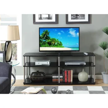 Kolaylık Kavramları Designs2Go 3 Katmanlı 65 inç TV standı, Siyah tv dolabı oturma odası mobilya tv masaları oturma odası için