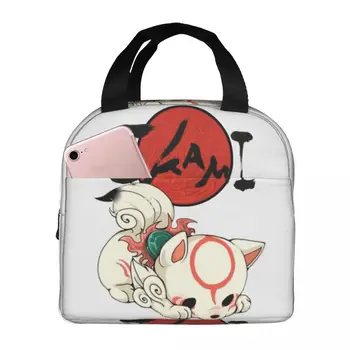 Okami Amaterasu Chibi Mükemmel Hediye Termal Yalıtımlı Öğle Yemeği Çantası Yalıtımlı bento çantası yemek kutusu Yalıtımlı çanta Sızdırmaz Tote