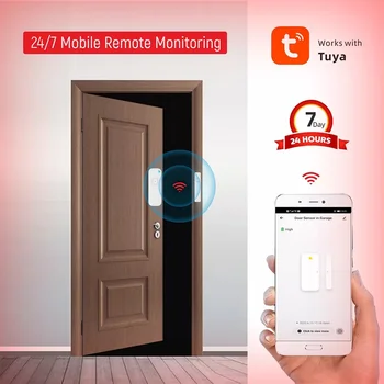 Tuya Akıllı Kablosuz Kapı Manyetik Wifi Anti-hırsızlık Alarmı Ev Akıllı Kapı Manyetik USB Şarj Olsun Dinamik Durum