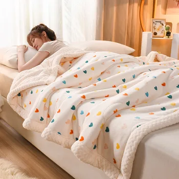 Kalınlaşmış flanel ekose battaniye kış baskılı yatak battaniyesi kuzu kadife kanepe battaniyesi çocuk yorgan seyahat battaniyesi 200x230cm